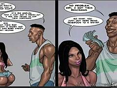 一个拥有天然乳房的黑人熟女在女声漫画中欺骗她的新乔丹